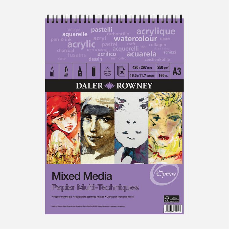DR MIXED MEDIA SPIRAL PAD A3 250g 30SHEETS