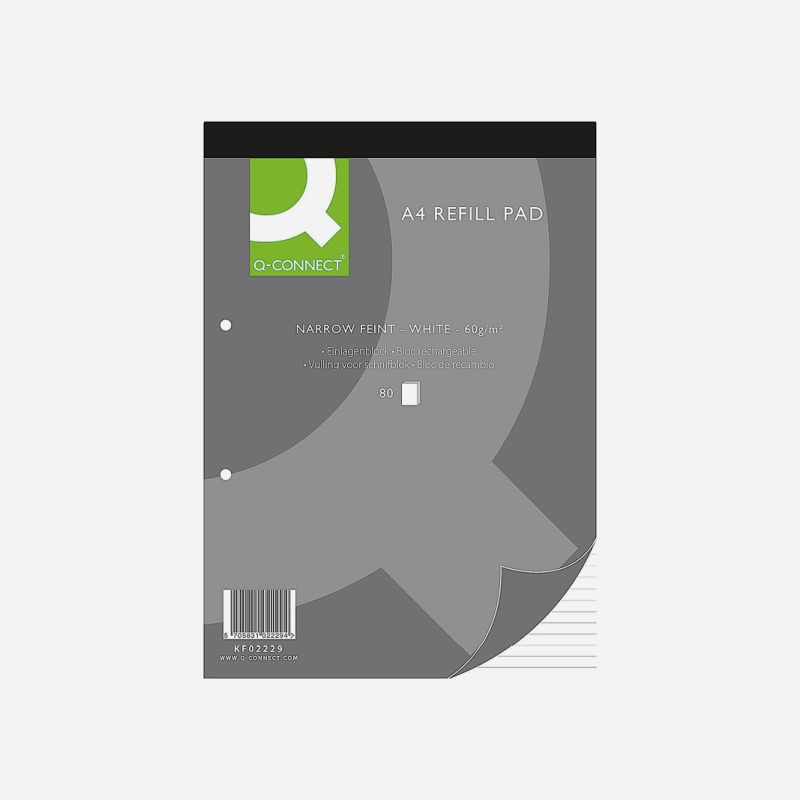REFILL PAD A4 LINED 160pgs 60g 8mm FEINT & MARGIN 4 PUNCHED