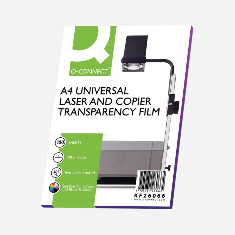 TRANSPARENCY FILM A4 100 SHEET LASER PRINTER 100 MICRON