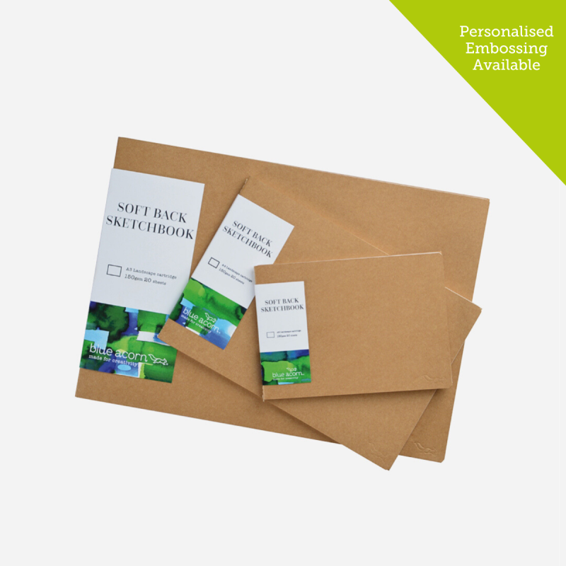 BLUE ACORN SOFTBACK SEWN SKETCHBOOK LANDSCAPE NATURAL COVER