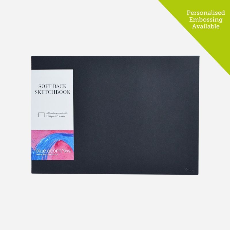 SOFTBACK SEWN SKETCH BOOK A3 LANDSCAPE 40pp 150g BLACK COV