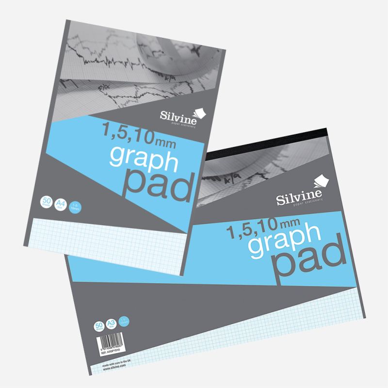 SILVINE GRAPH PAD 50 SHEETS 90G  1/5/10mm GRID