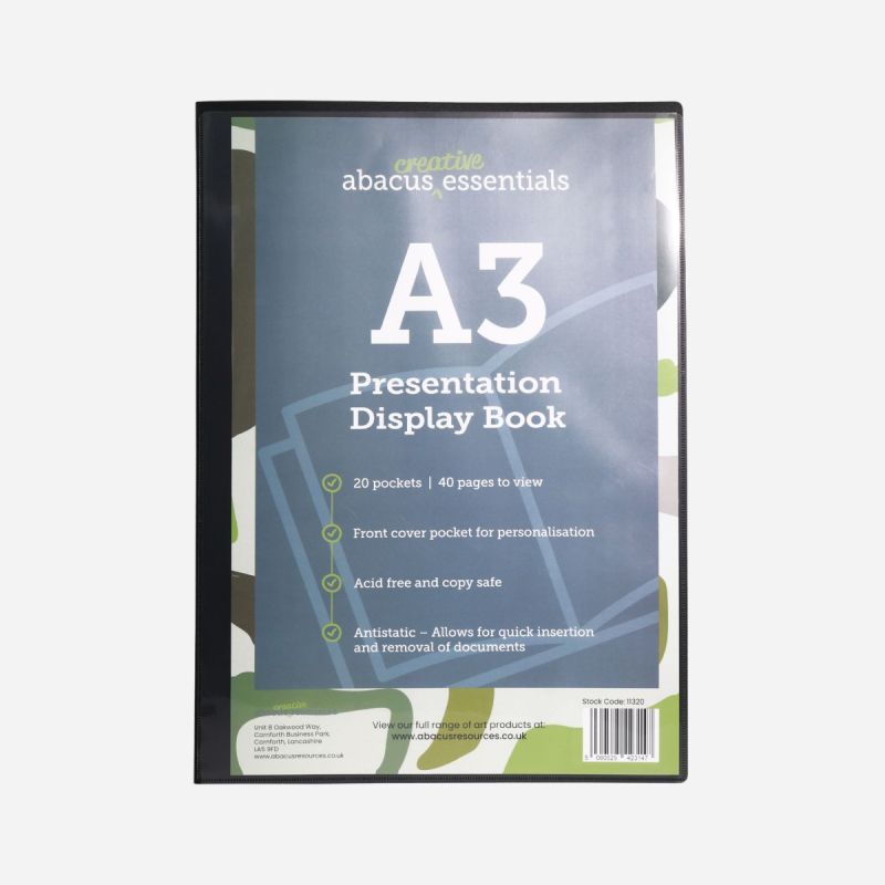 ABACUS ESSENTIALS A3 PRESENTATION DISPLAY BOOK 20 POCKETS