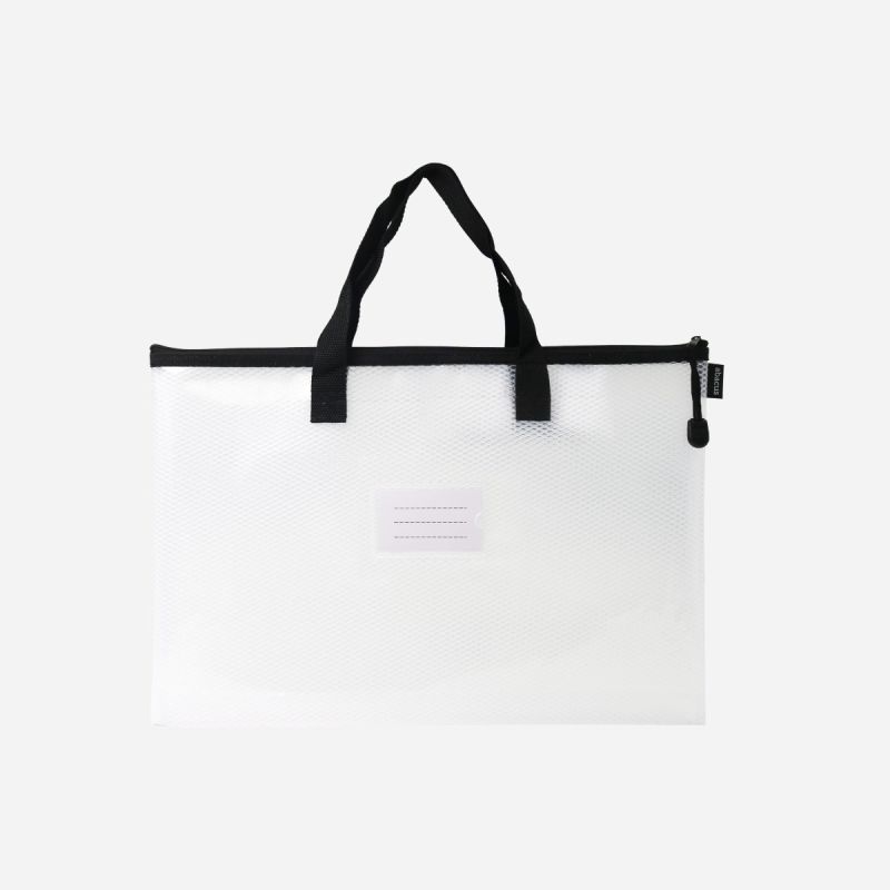 ABACUS ESSENTIALS HANDLED A4+ ZIP MESH GUSSET BAG