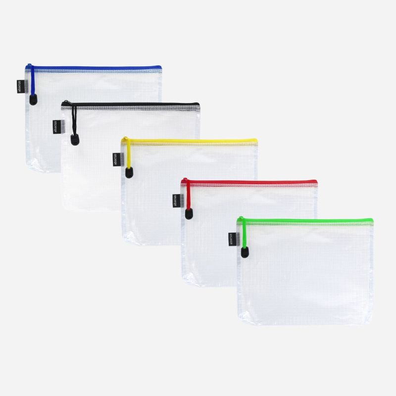 ABACUS ESSENTIALS A5 ZIP MESH BAG PACK OF 5
