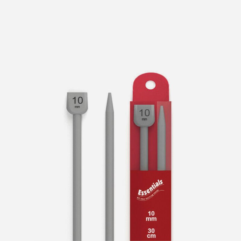 KNITTING NEEDLES 30cmx10mm x 2 PLASTIC