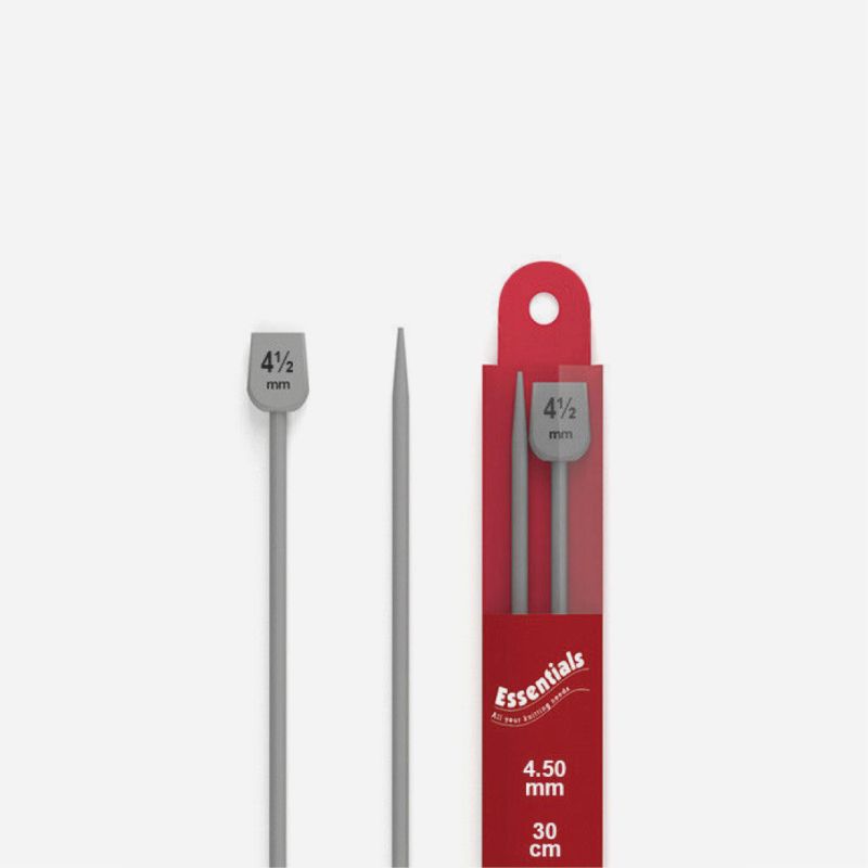 KNITTING NEEDLES 30cmx4.5mm x2 ALUMINIUM