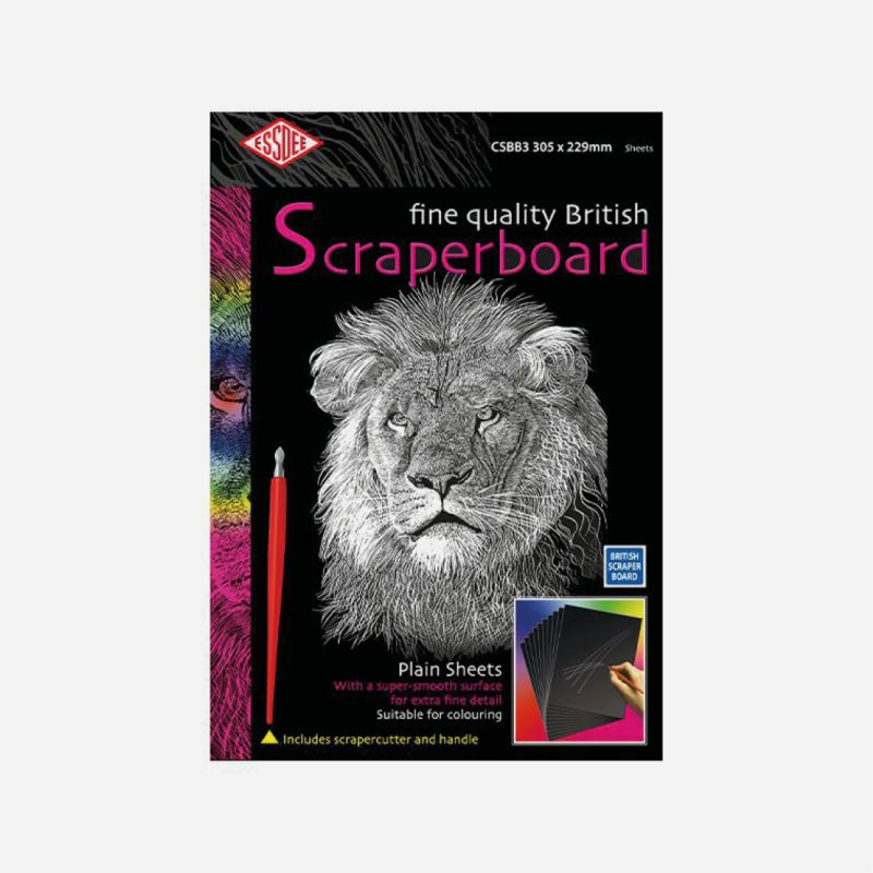 SCRAPER BOARD BLACK WHITE 12"x 9" 305x229mm ESSDEE