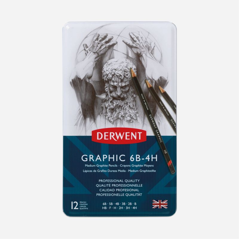 DERWENT GRAPHIC MEDIUM 12 TIN OF PENCILS DESIGNER