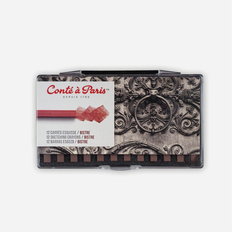 CONTE CARRES CRAYONS 12 BISTRE SKETCHING