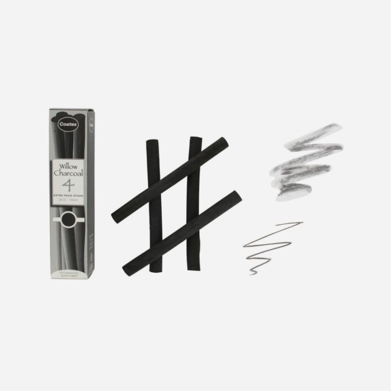 COATES CHARCOAL EXTRA THICK 4 STICKS