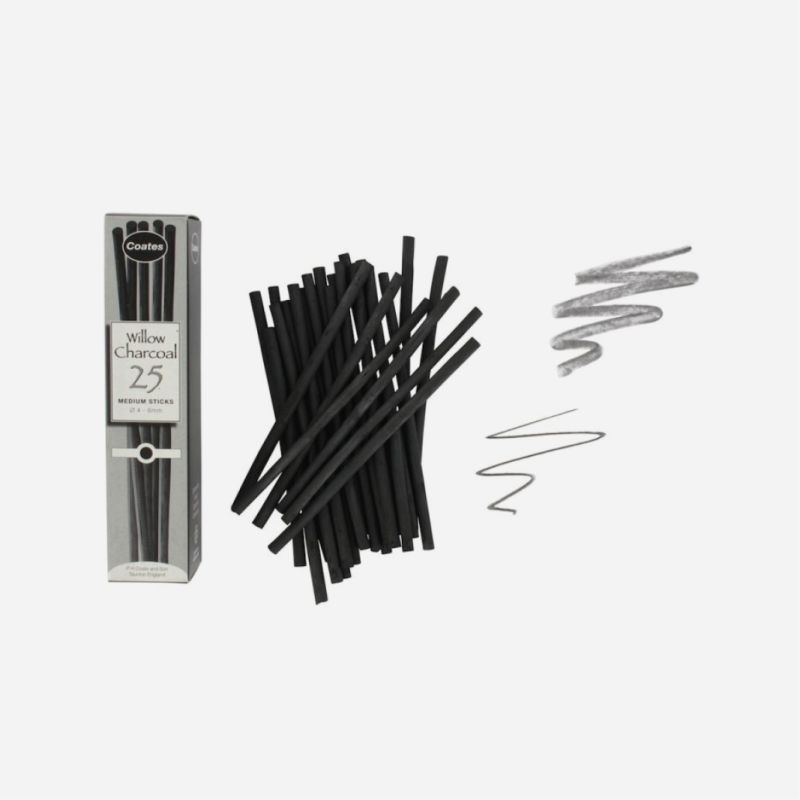 COATES CHARCOAL MEDIUM 25 STICKS