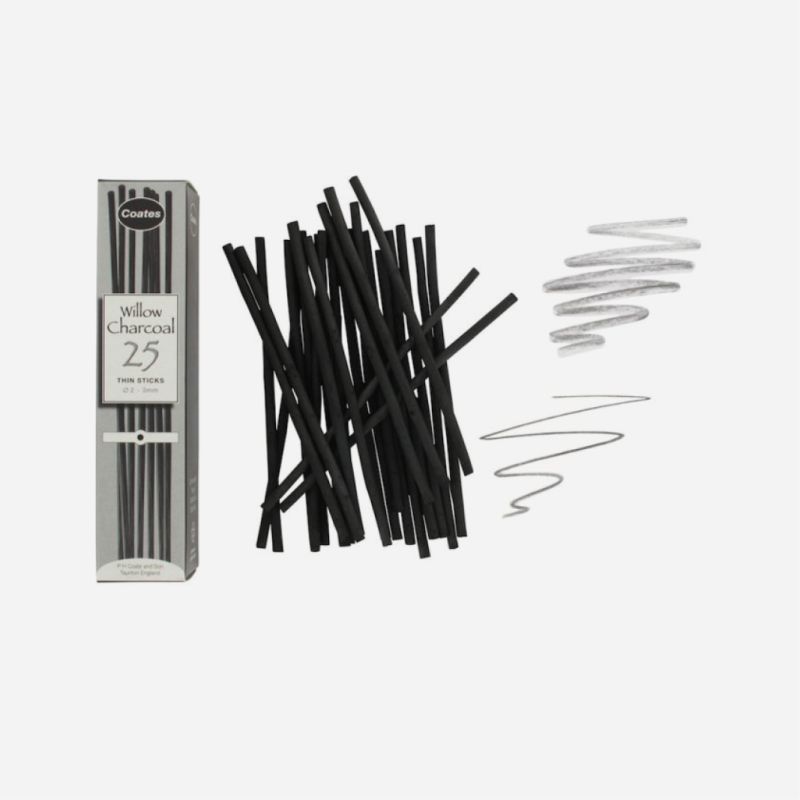 COATES CHARCOAL THIN 25 STICKS