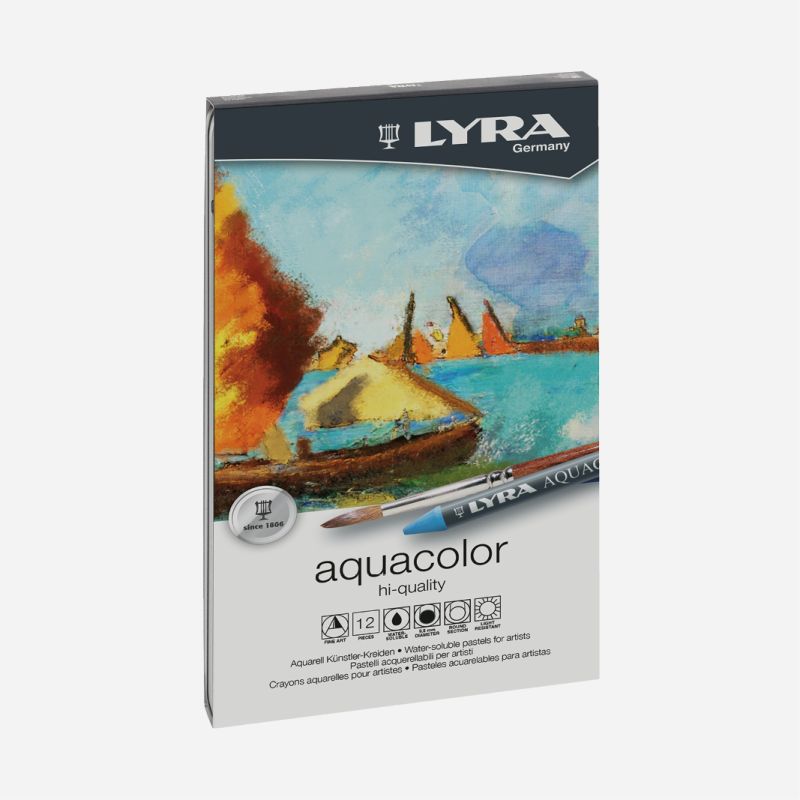 LYRA AQUACOLOR WATERCOLOUR WAX CRAYONS 12 TIN