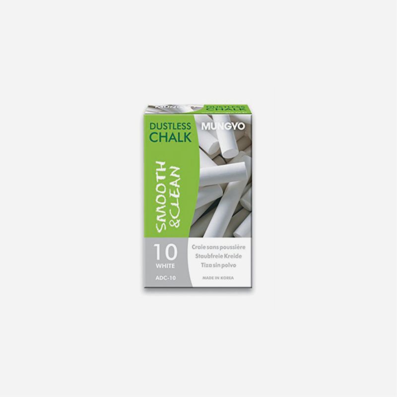 DUSTLESS CHALK 10 WHITE STICKS MUNGYO