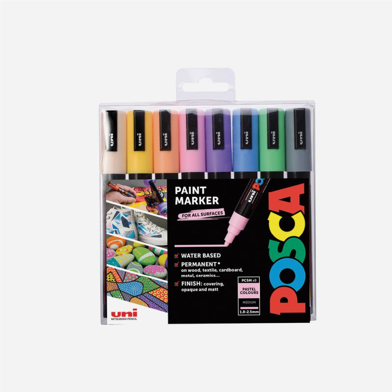 POSCA MARKER PC-5M 8PC PASTEL COLOURS SET