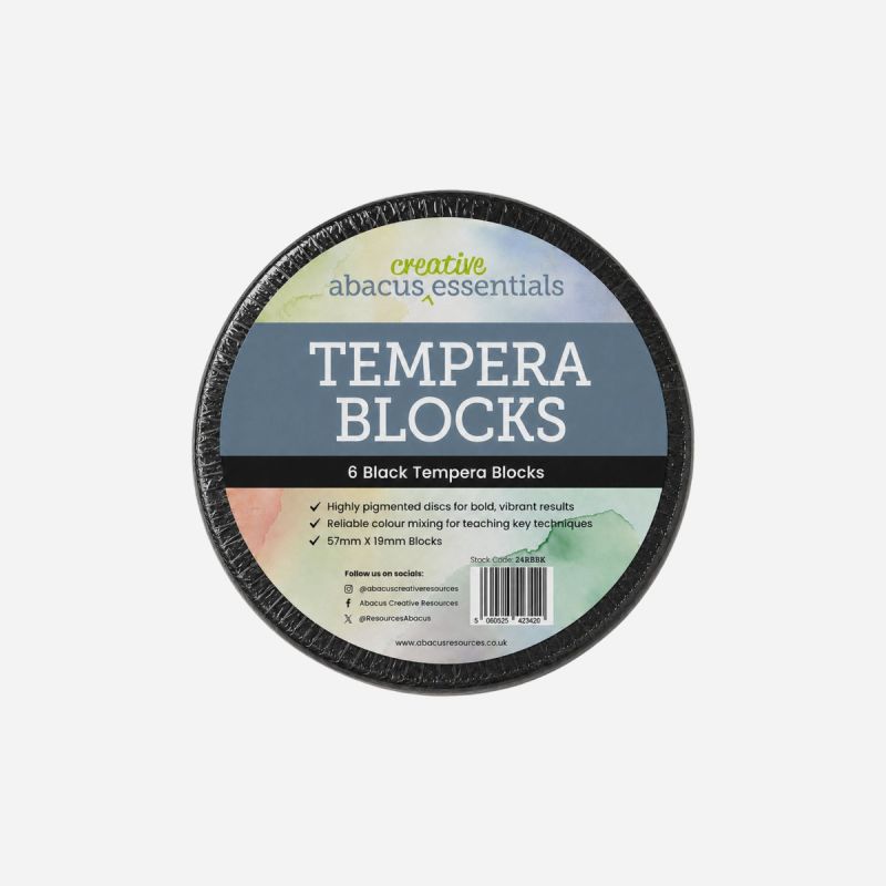 LARGE TEMPERA BLOCK BLACK  57 x 19mm PACK OF 6 