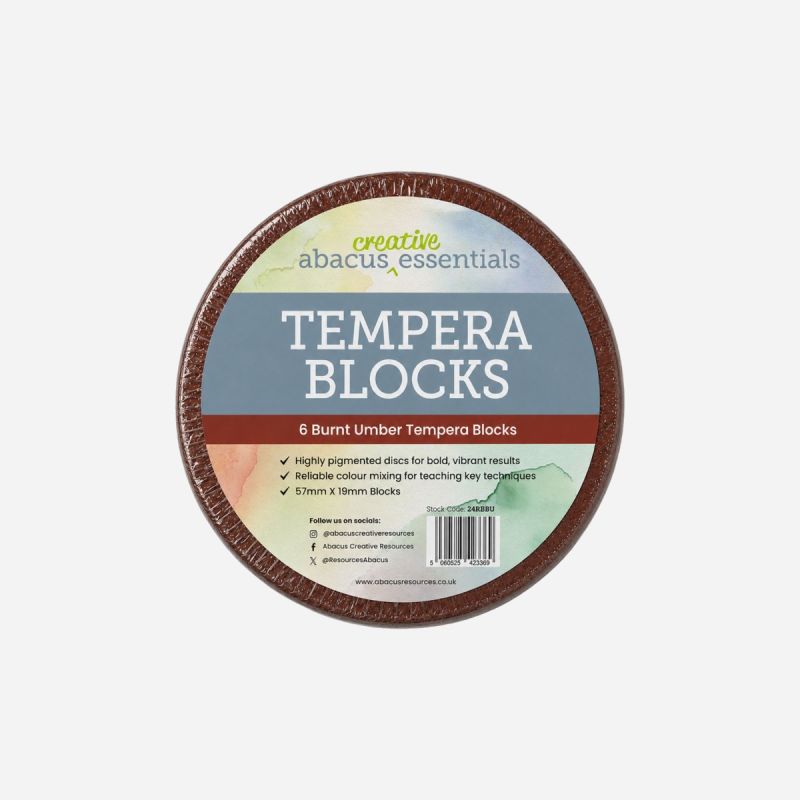 LARGE TEMPERA BLOCK BURNT UMBER 57 x 19mm PACK OF 6