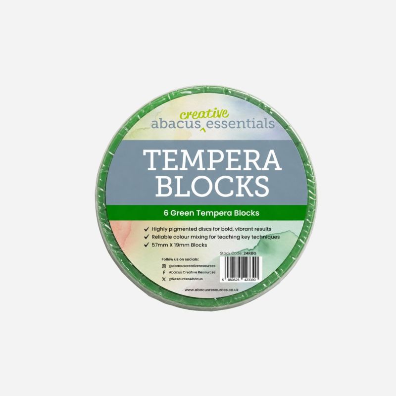 LARGE TEMPERA BLOCK GREEN 57 x 19mm PACK OF 6