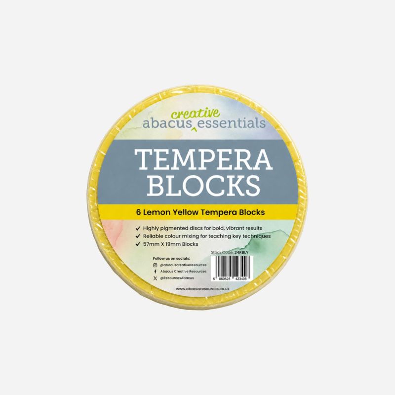 LARGE TEMPERA BLOCK LEMON YELLOW 57 x 19mm PACK OF 6