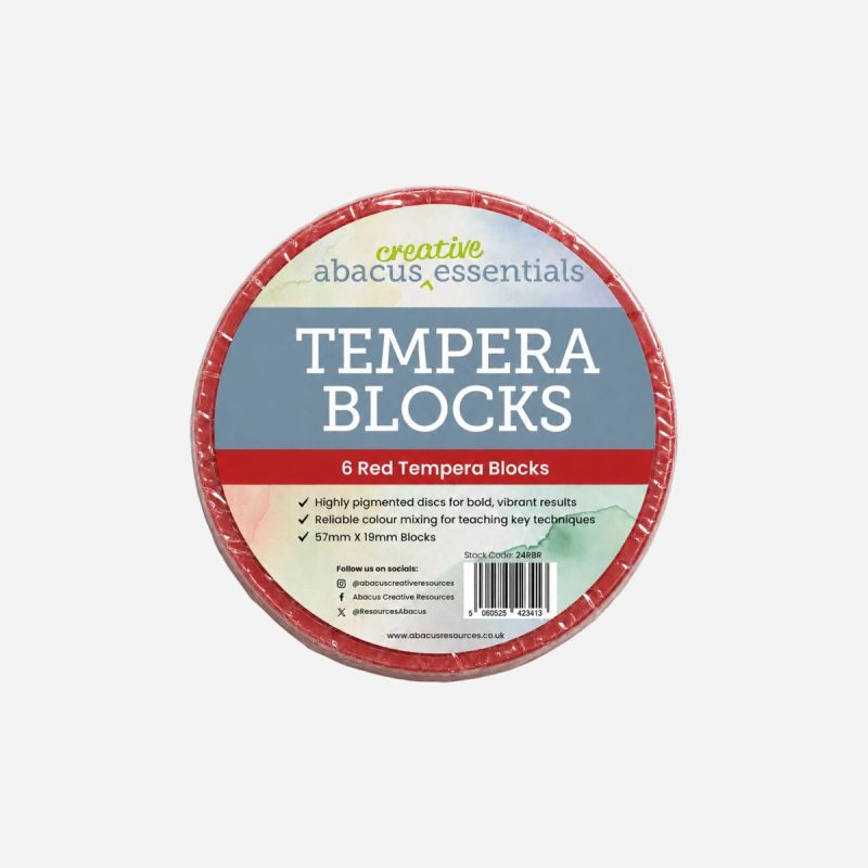 LARGE TEMPERA BLOCK RED 57 x 19mm PACK OF 6