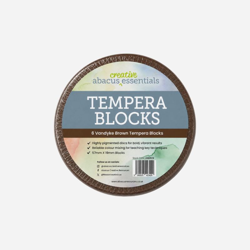 LARGE TEMPERA BLOCK VANDYKE BROWN 57 x 19mm PACK OF 6