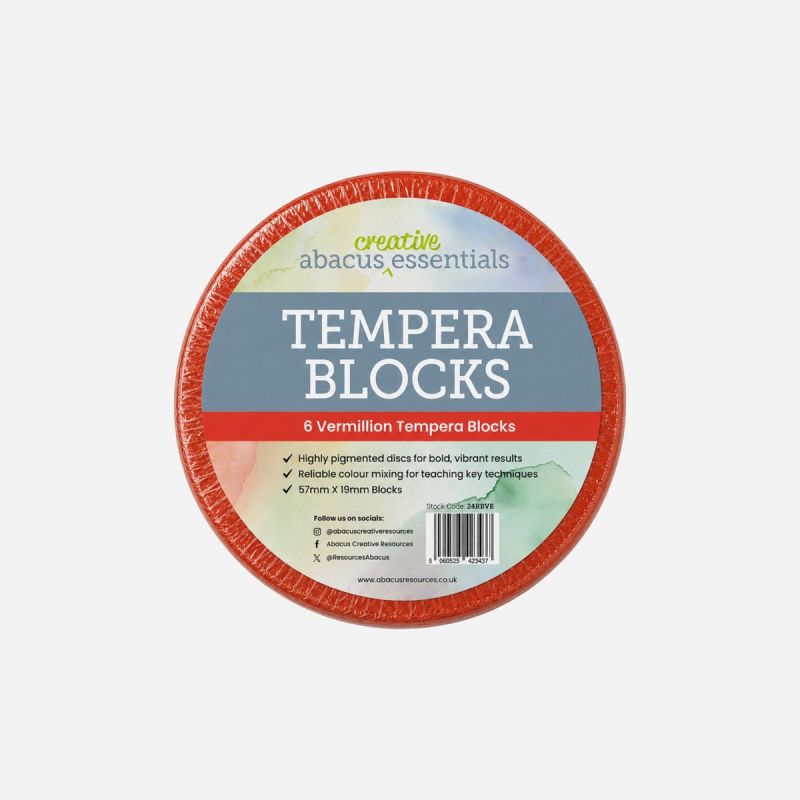 LARGE TEMPERA BLOCK VERMILLION 57 x 19mm PACK OF 6