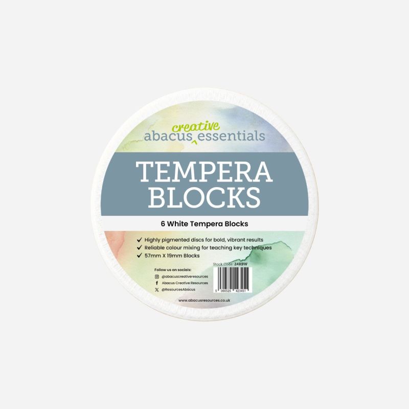 LARGE TEMPERA BLOCK WHITE 57 x 19mm PACK OF 6
