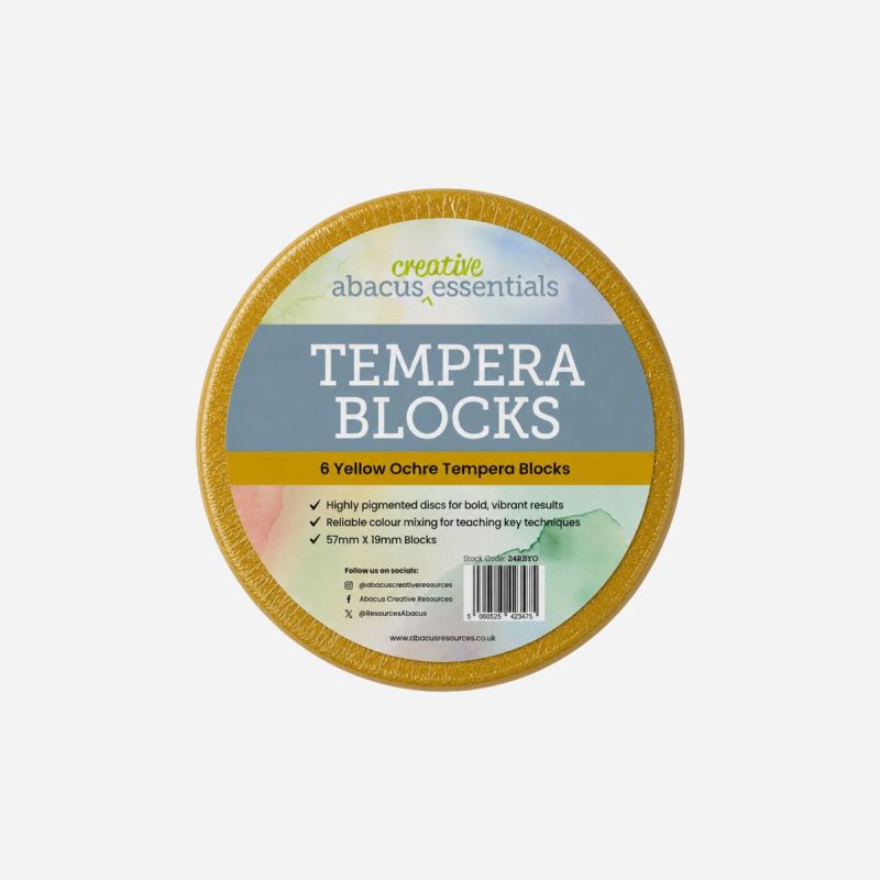 LARGE TEMPERA BLOCK YELLOW OCHRE 57 x 19mm PACK OF 6
