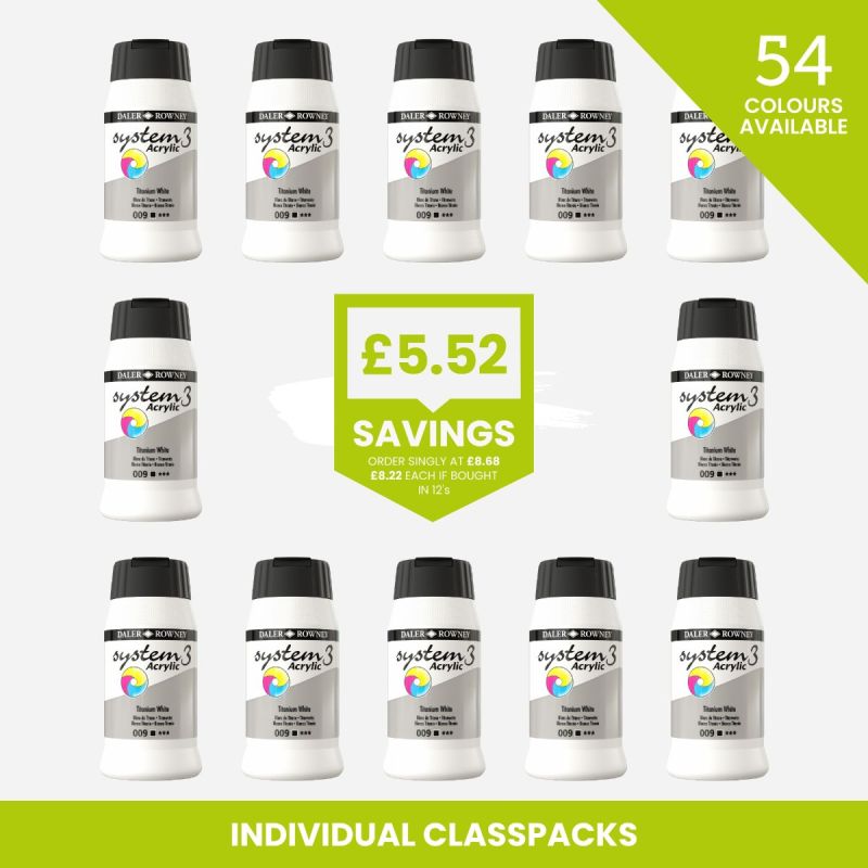 DALER ROWNEY SYSTEM 3 ACRYLIC 500ml – BULK PACK OF 12