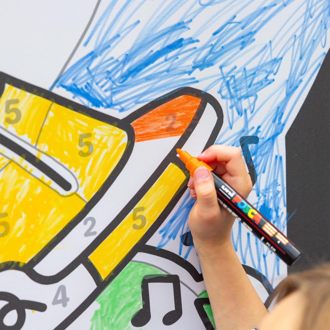 Posca Being used in Giant Paint By Numbers
