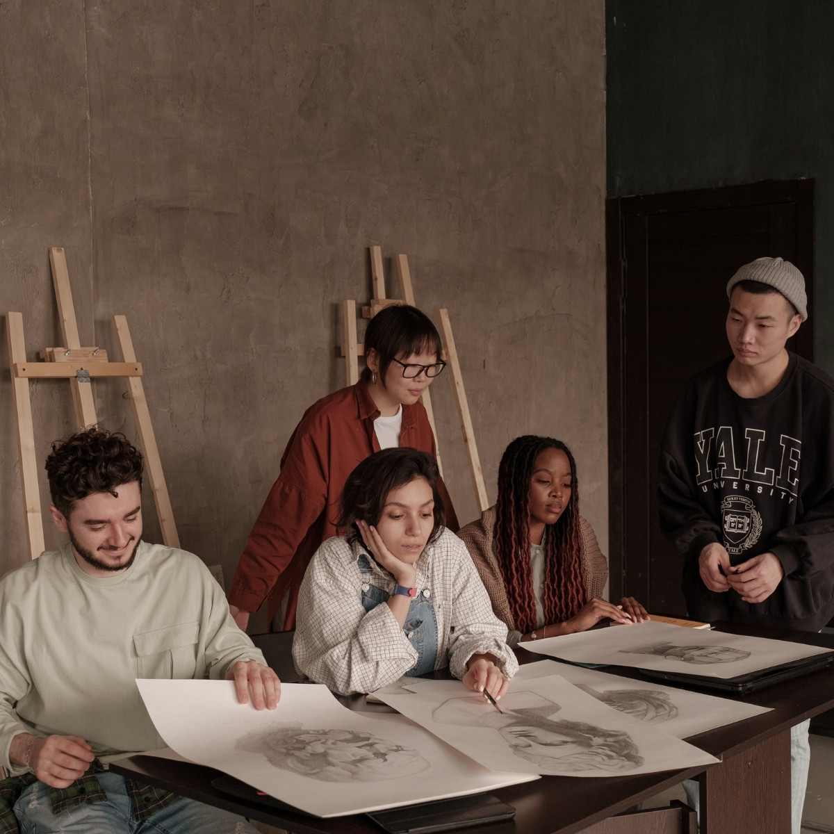 Art department students working on creative projects